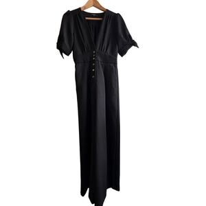 FRNCH Paris Black Short Sleeve Button up Jumpsuit Size S